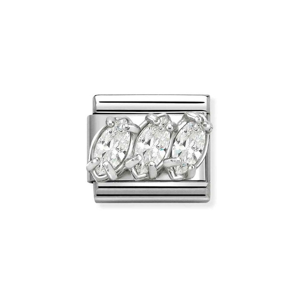 Nomination CLASSIC Silvershine White Trilogy Charm