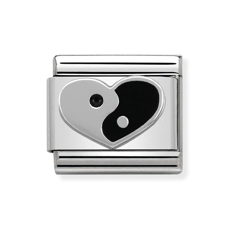 Nomination CLASSIC Silvershine Ying Yang Heart Charm