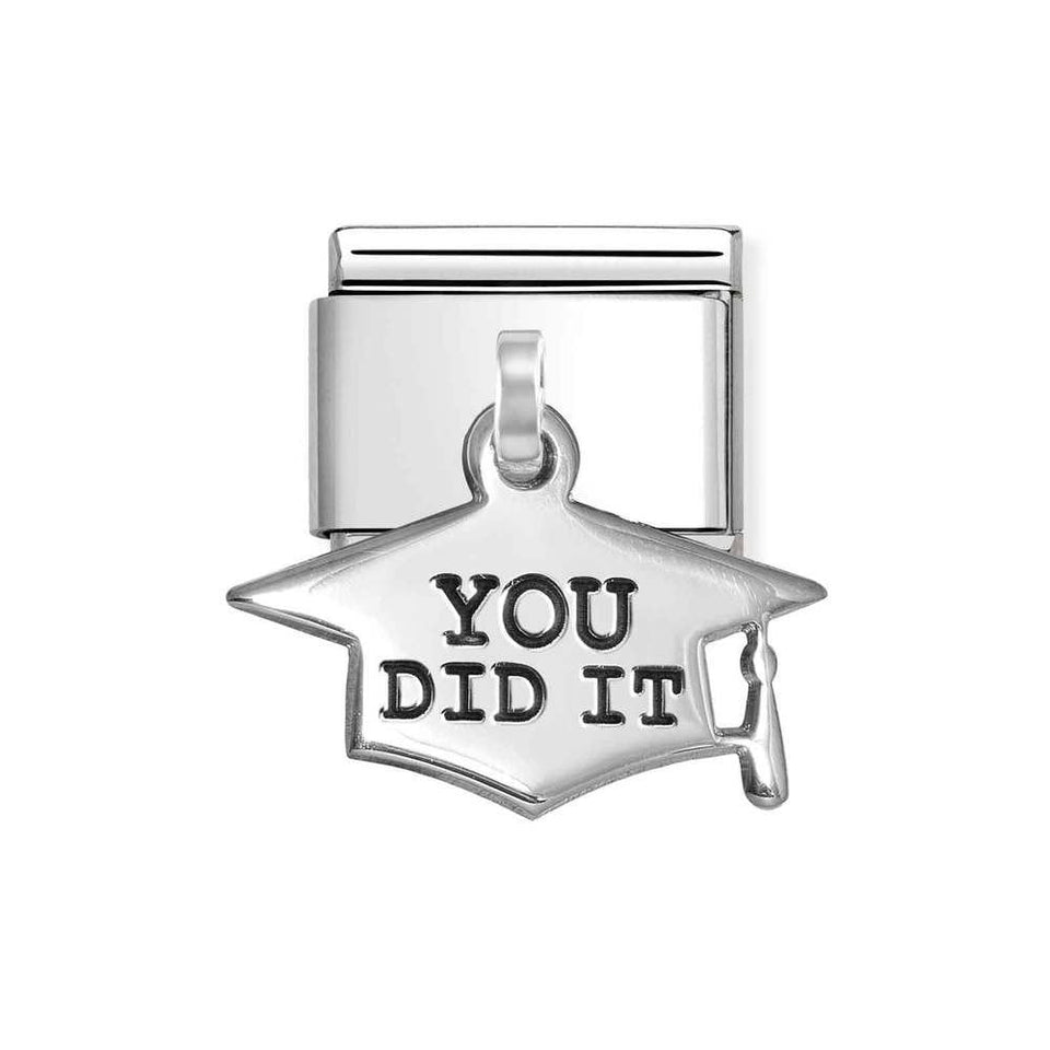 Nomination CLASSIC Silvershine 'YOU DID IT' Graduation Hat Dangle Charm