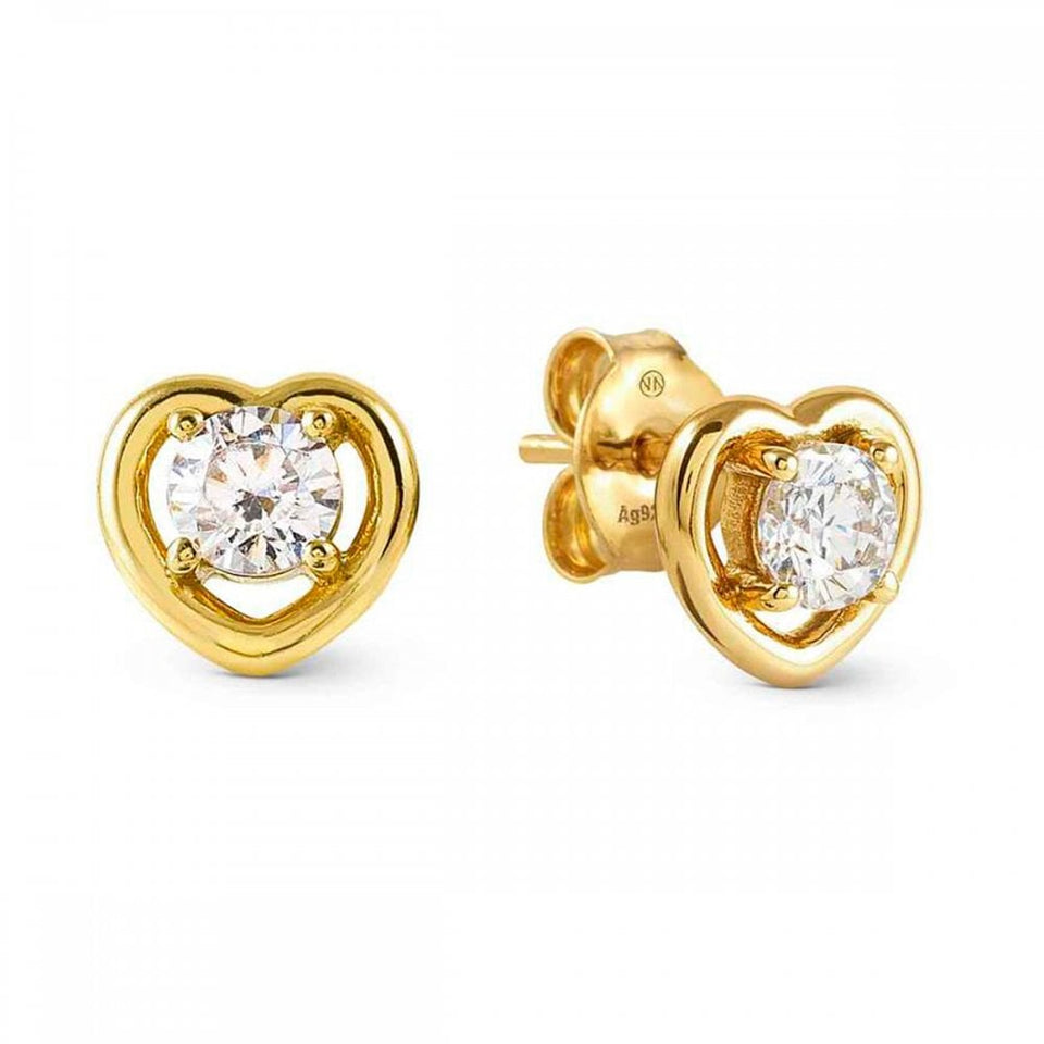 Nomination Cosmiclove Stone Set Heart Gold Plated Stud Earrings