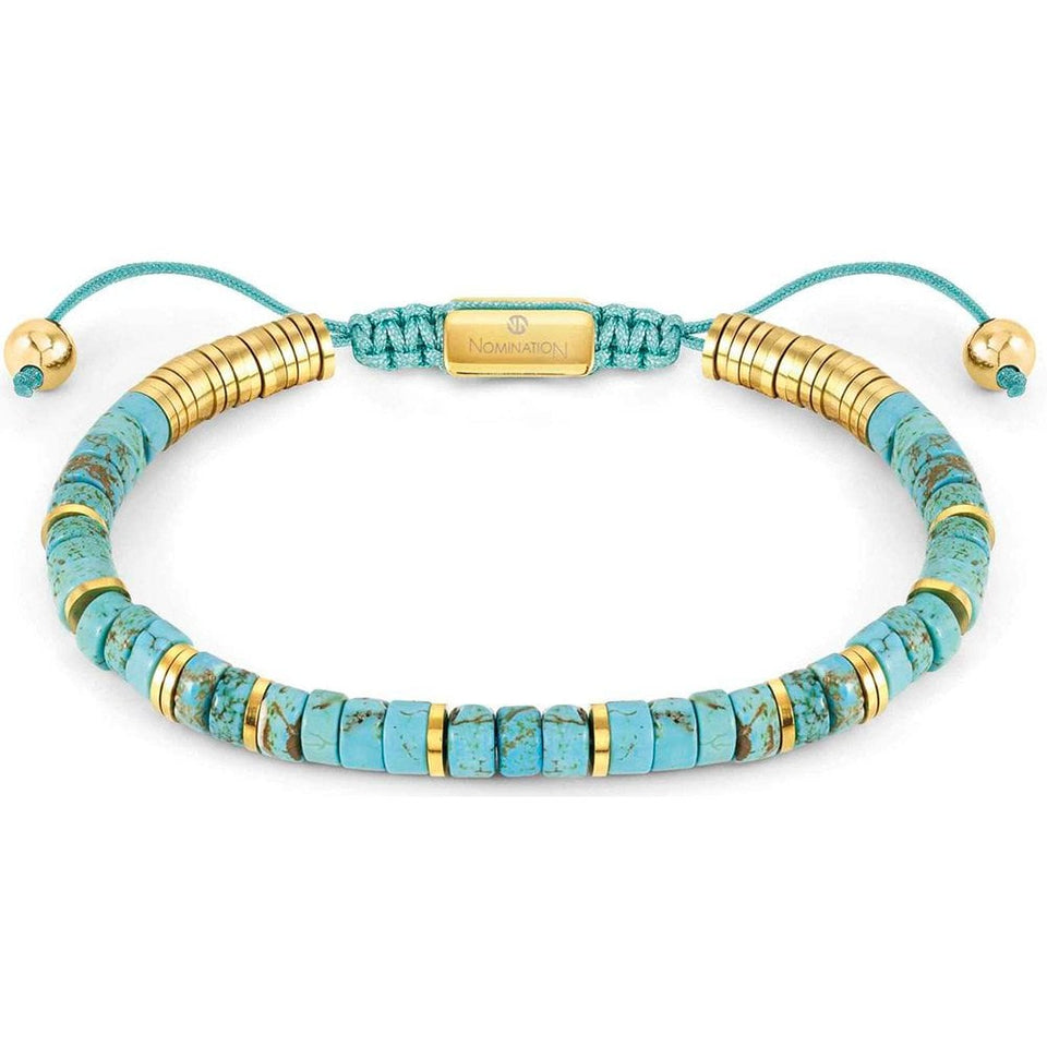 Nomination INSTINCT Gold Coloured Cord Turquoise Drawstring Bracelet