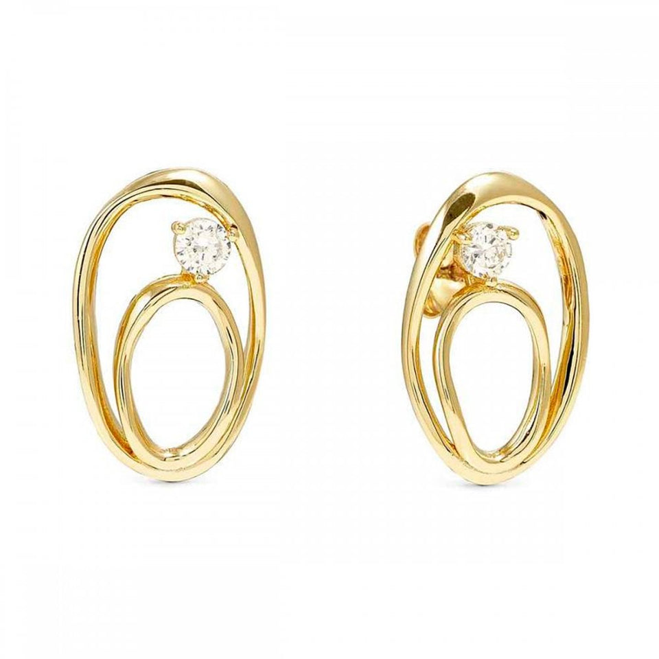 Nomination My Rebel Art Stone Set Gold Tone Oval Stud Earrings