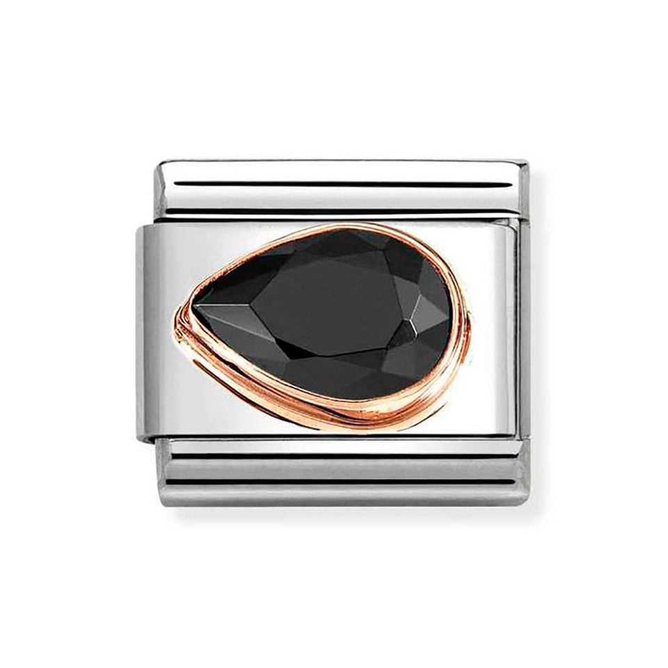 Nomination CLASSIC Rose Black Stone Drop Left Charm