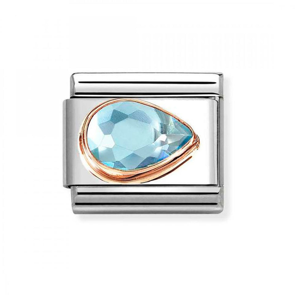 Nomination CLASSIC Rose Gold Light Blue Stone Drop Right Charm