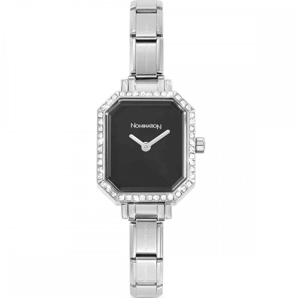 Nomination PARIS New Rectangular Black Dial Stone Set Watch