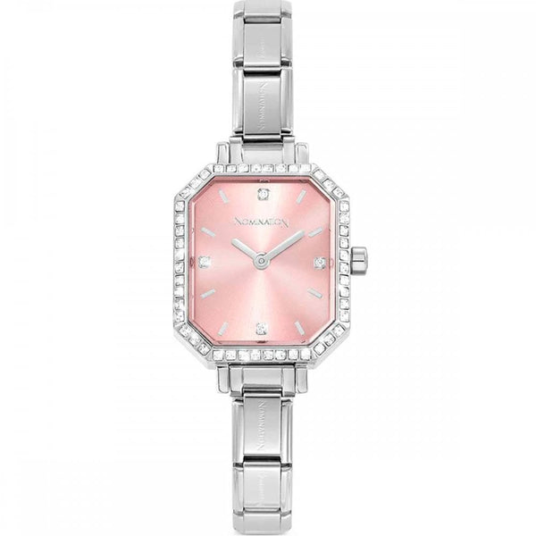 Nomination PARIS New Rectangular Pink Dial Stone Set Watch