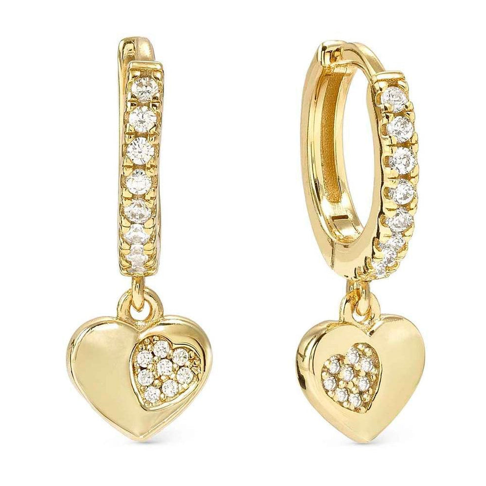 Nomination PETIT SPARKLE Silver Gold Plated Heart Drop Earrings