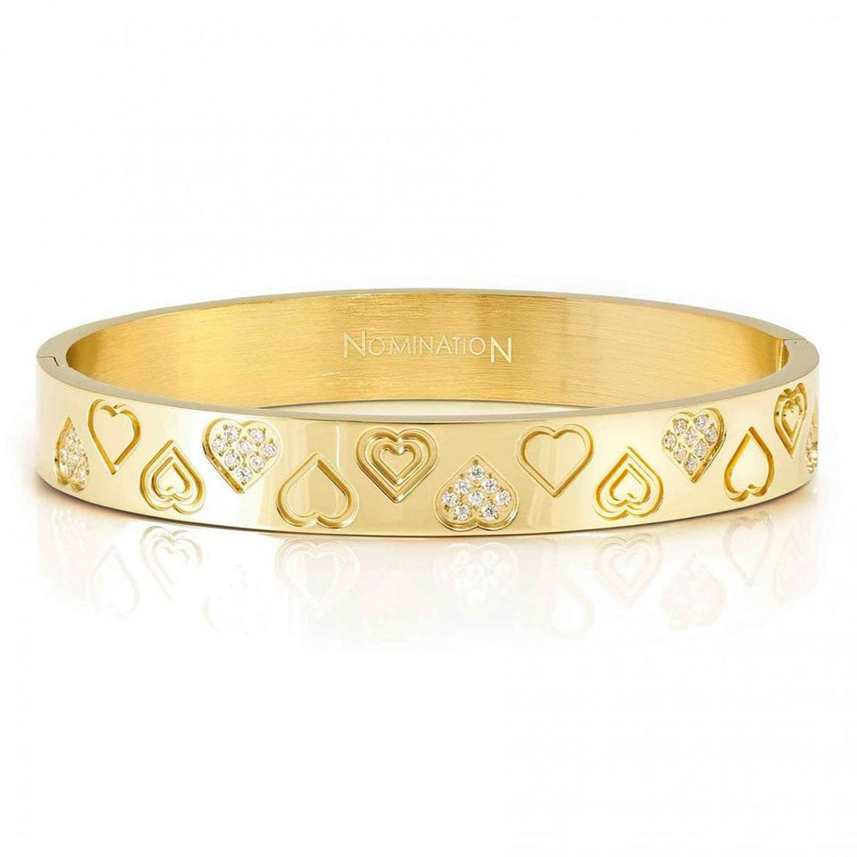 Nomination PRETTY Satinshine Stone Set Gold Tone Hearts Bangle
