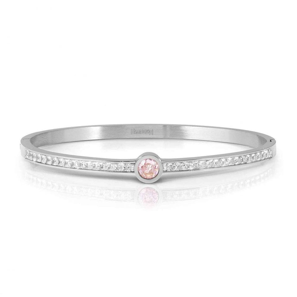 Nomination PRETTY Steel Pink Central Stone Set Bangle