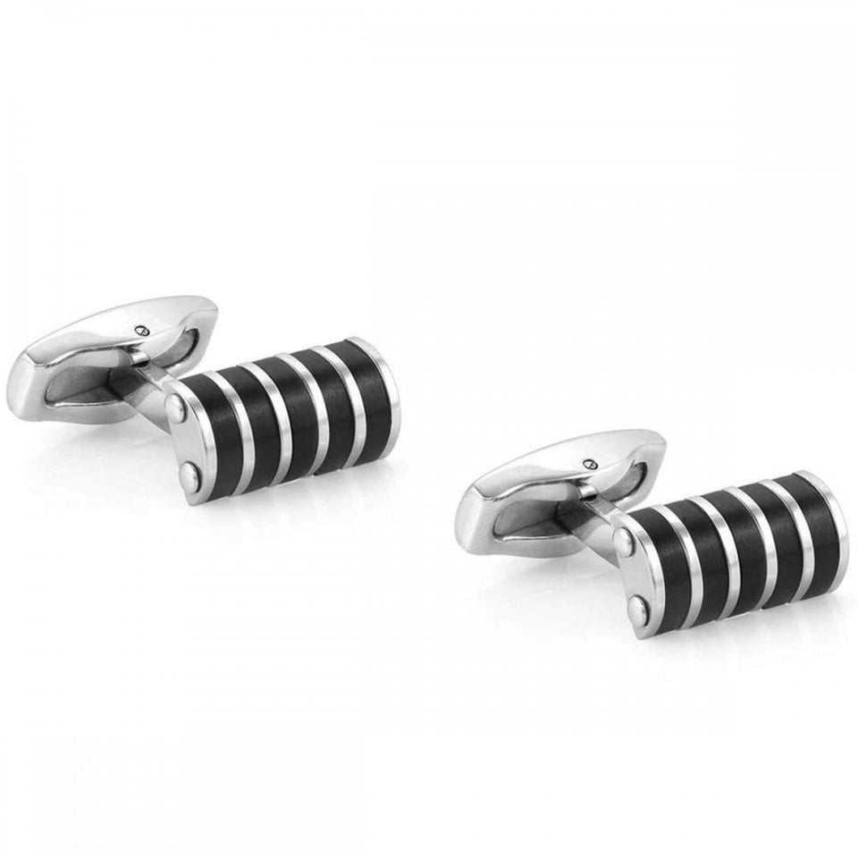 Nomination STRONG Gent's Steel & Black PVD Striped Cufflinks