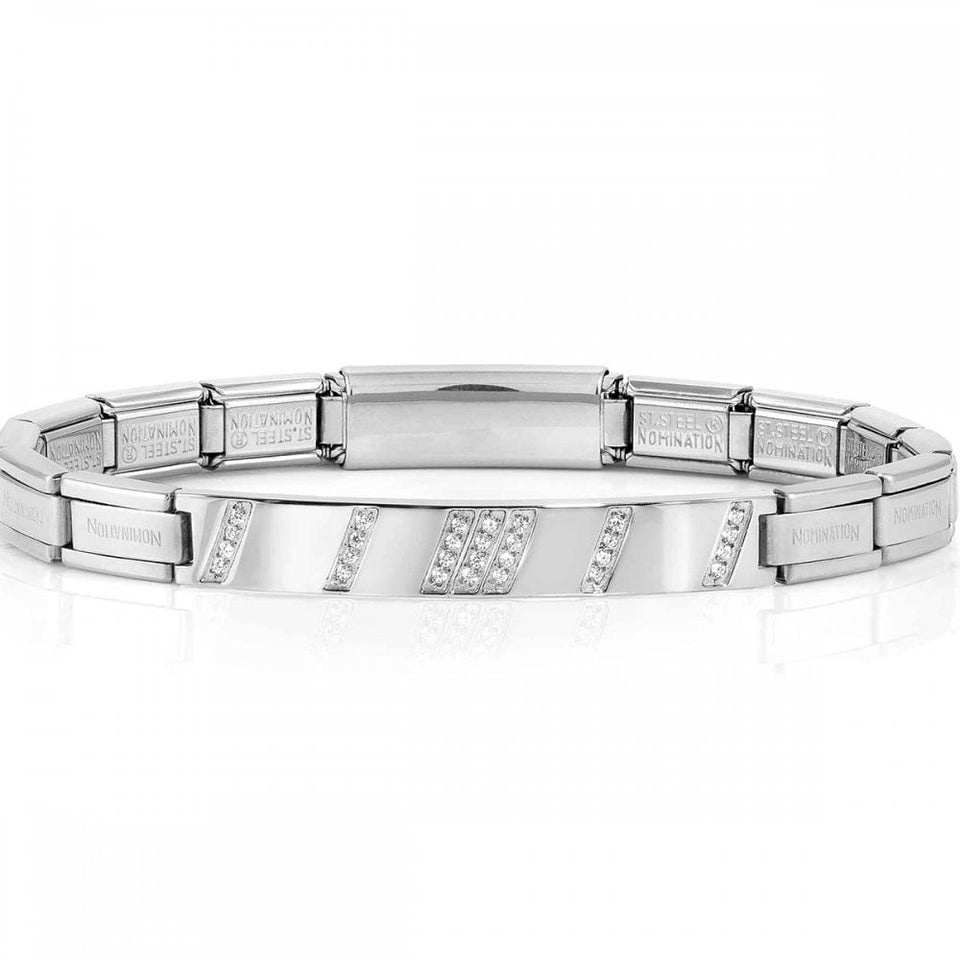 Nomination TRENDSETTER Stainless Steel Stone Set Angled Striped Bracelet