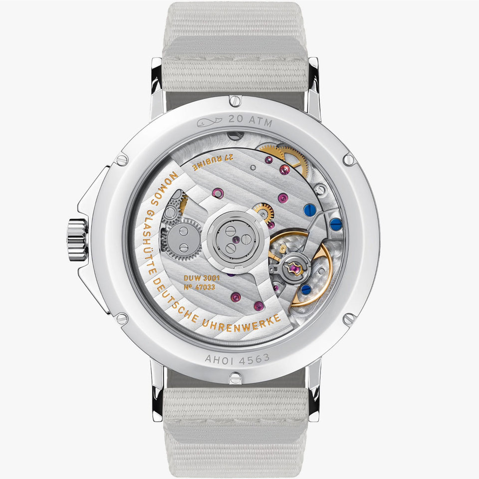 NOMOS Glashütte Ahoi Neomatik White Dial 36mm Automatic Watch | Exhibition Caseback