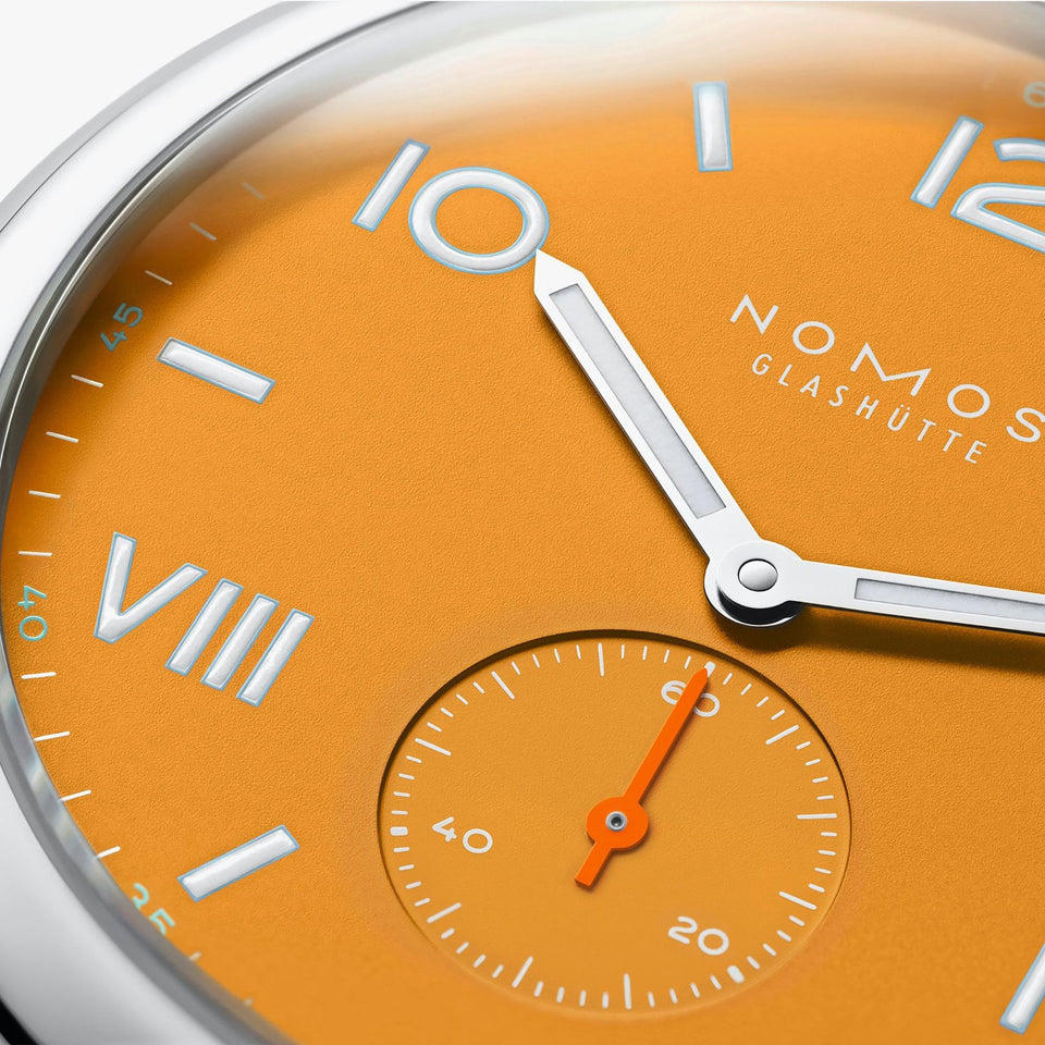 NOMOS Glashütte Club Campus 38 Future Orange Hand Wound Watch