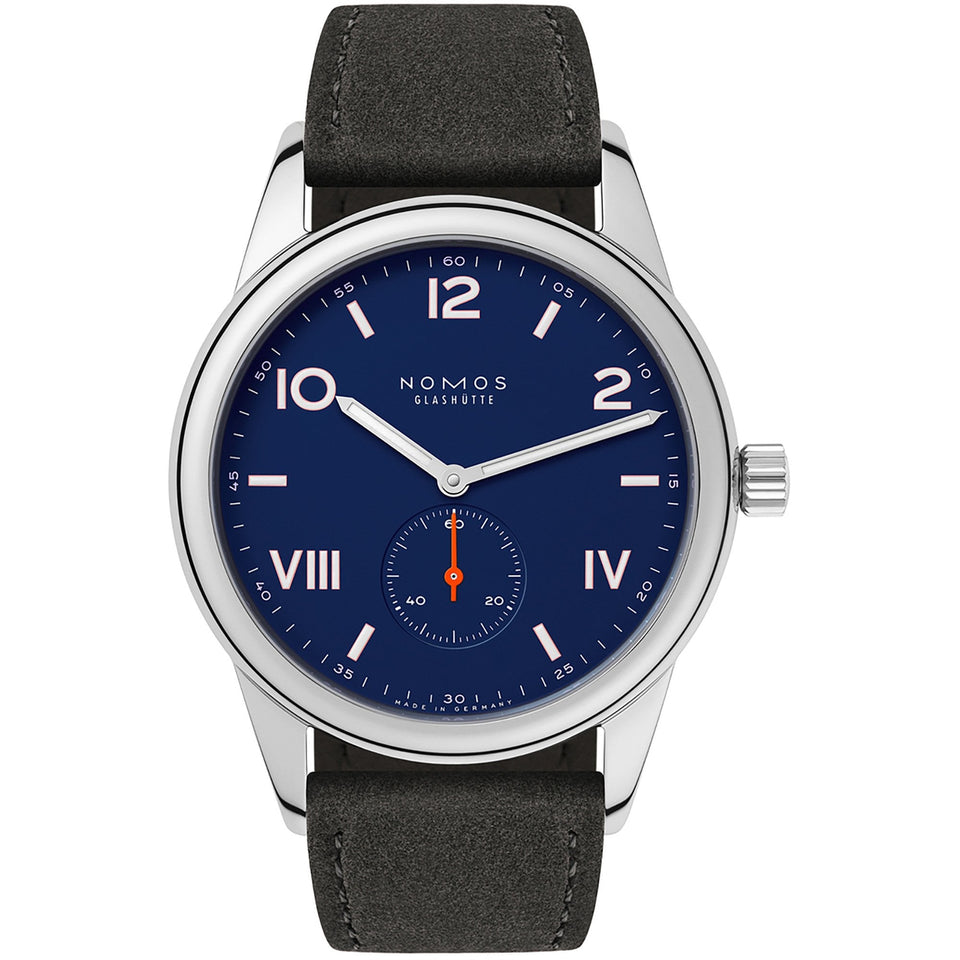 NOMOS Glashütte Club Campus 38 Night Sky Blue Dial Hand Wound Watch | Exhibition Caseback