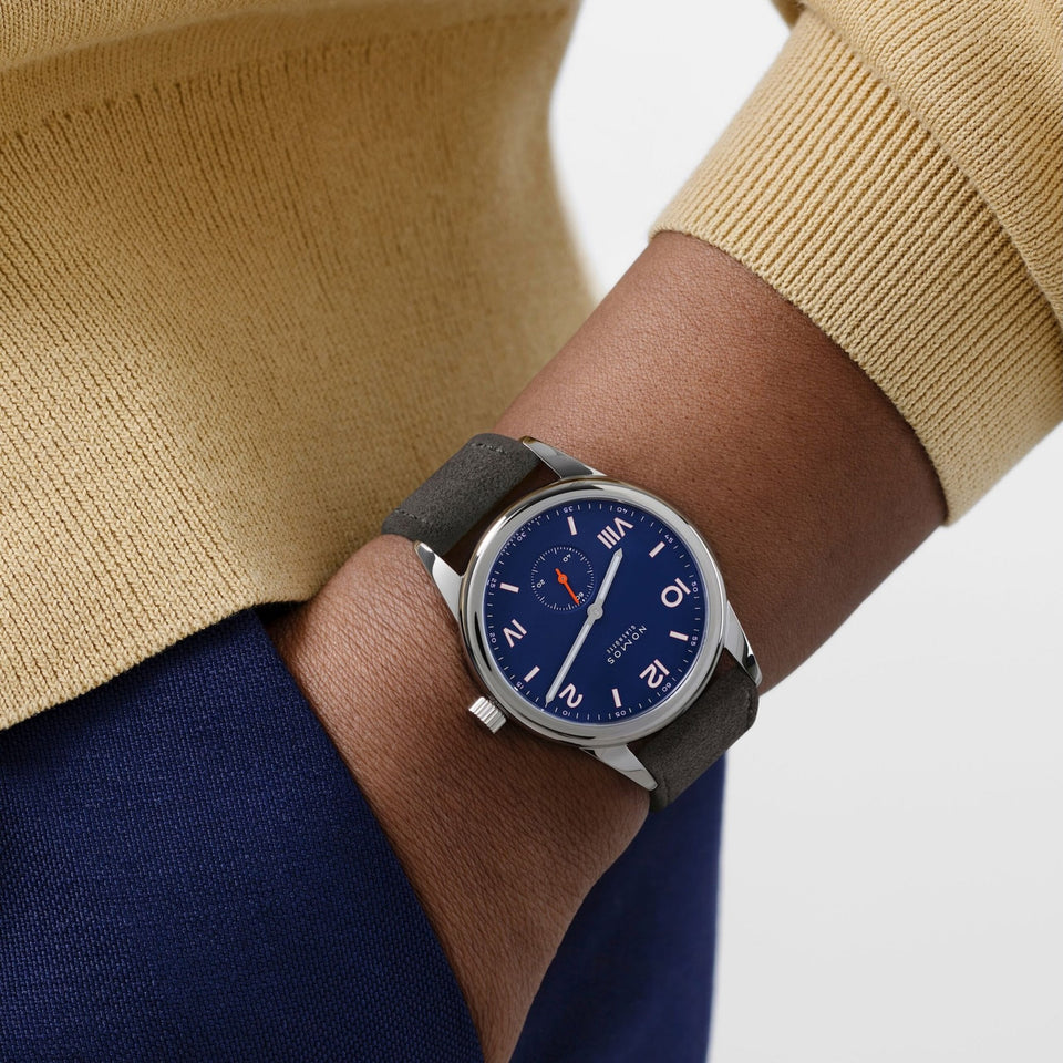 NOMOS Glashütte Club Campus 38 Night Sky Blue Dial Hand Wound Watch | Exhibition Caseback