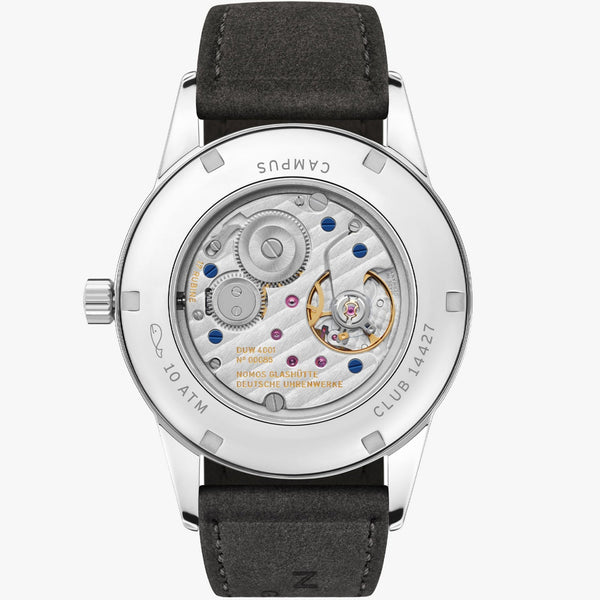 NOMOS Glashütte Club Campus 38 White Dial Hand Wound Watch | Exhibition Caseback