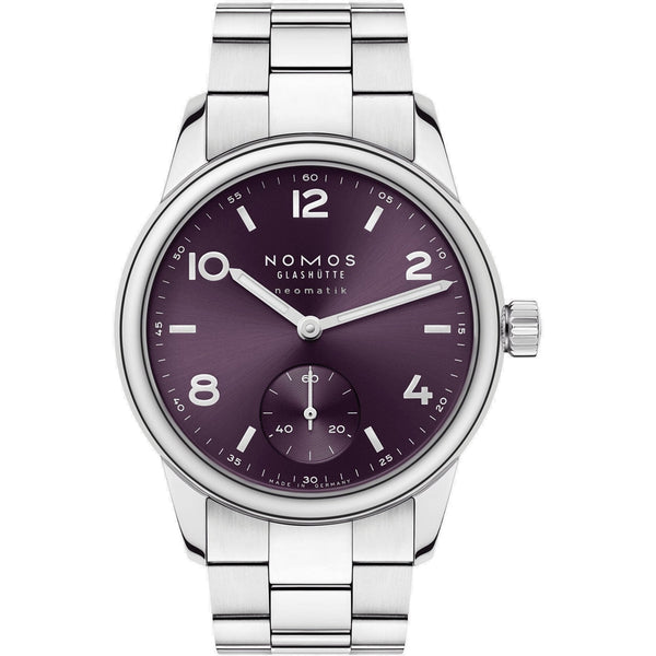 NOMOS Glashütte Club Sport Neomatik 34 Purple Dial Automatic Watch | Exhibition Caseback