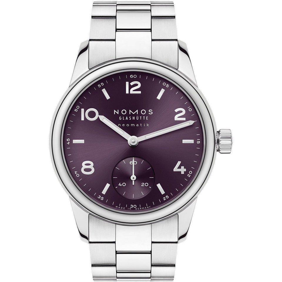 NOMOS Glashütte Club Sport Neomatik 34 Purple Dial Automatic Watch | Exhibition Caseback