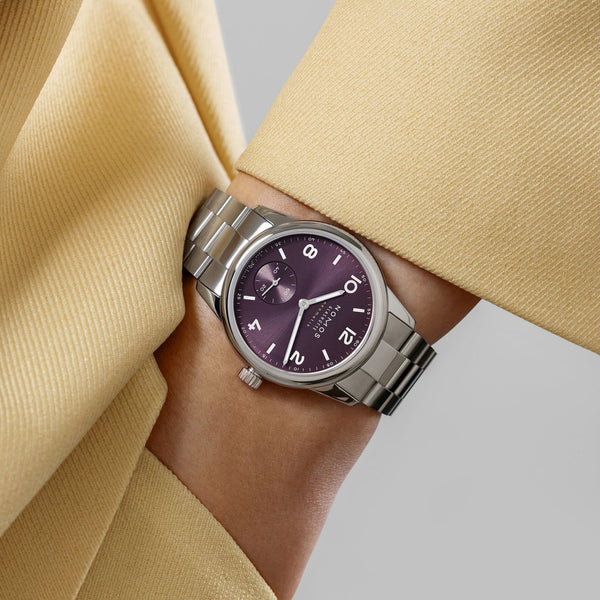 NOMOS Glashütte Club Sport Neomatik 34 Purple Dial Automatic Watch | Exhibition Caseback