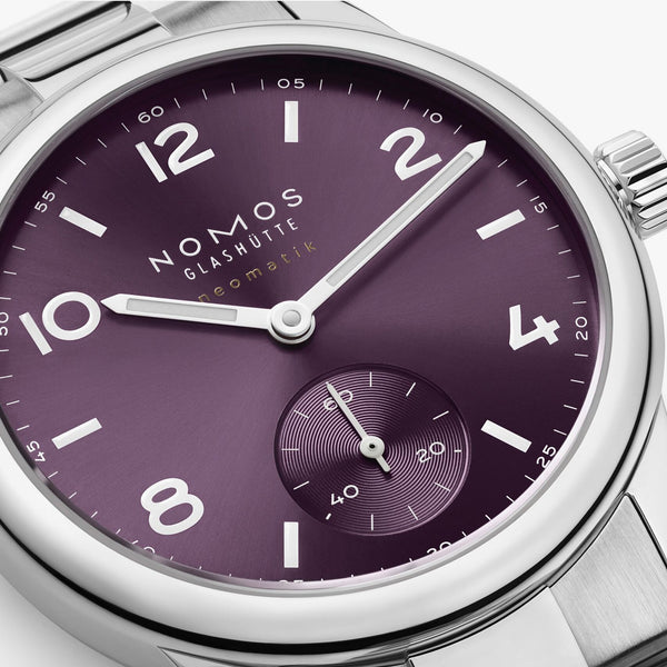 NOMOS Glashütte Club Sport Neomatik 34 Purple Dial Automatic Watch | Exhibition Caseback