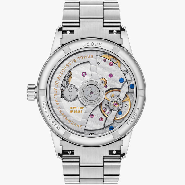 NOMOS Glashütte Club Sport Neomatik 34 Purple Dial Automatic Watch | Exhibition Caseback