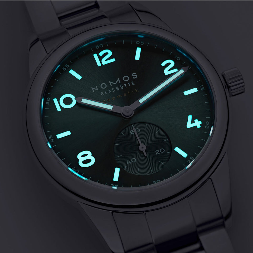 NOMOS Glashütte Club Sport Neomatik Petrol Dial 37mm Automatic Watch | Exhibition Caseback