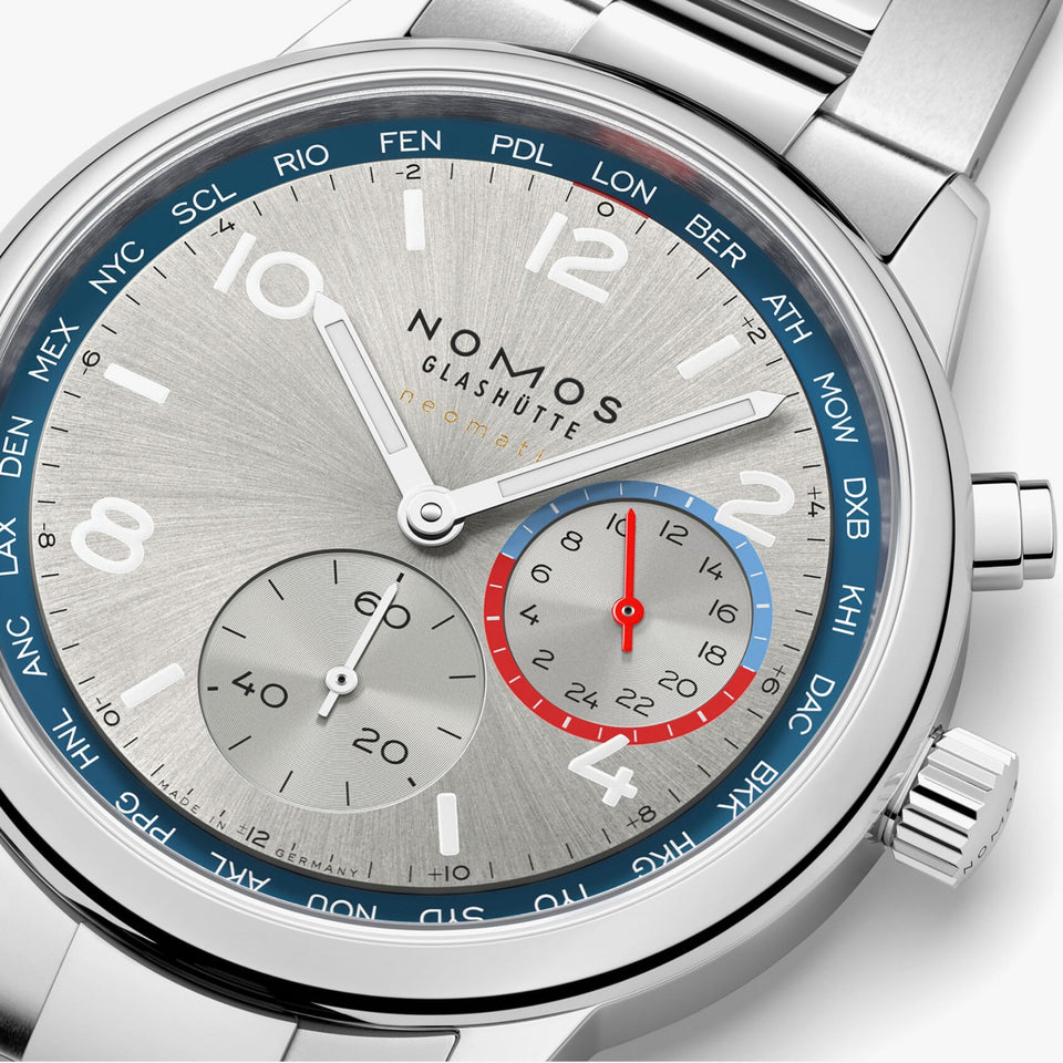 NOMOS Glashütte Club Sport Neomatik Worldtimer 40mm Automatic Watch | Exhibition Caseback