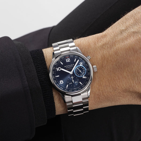 NOMOS Glashütte Club Sport Neomatik Worldtimer 40mm Watch | Exhibition Caseback