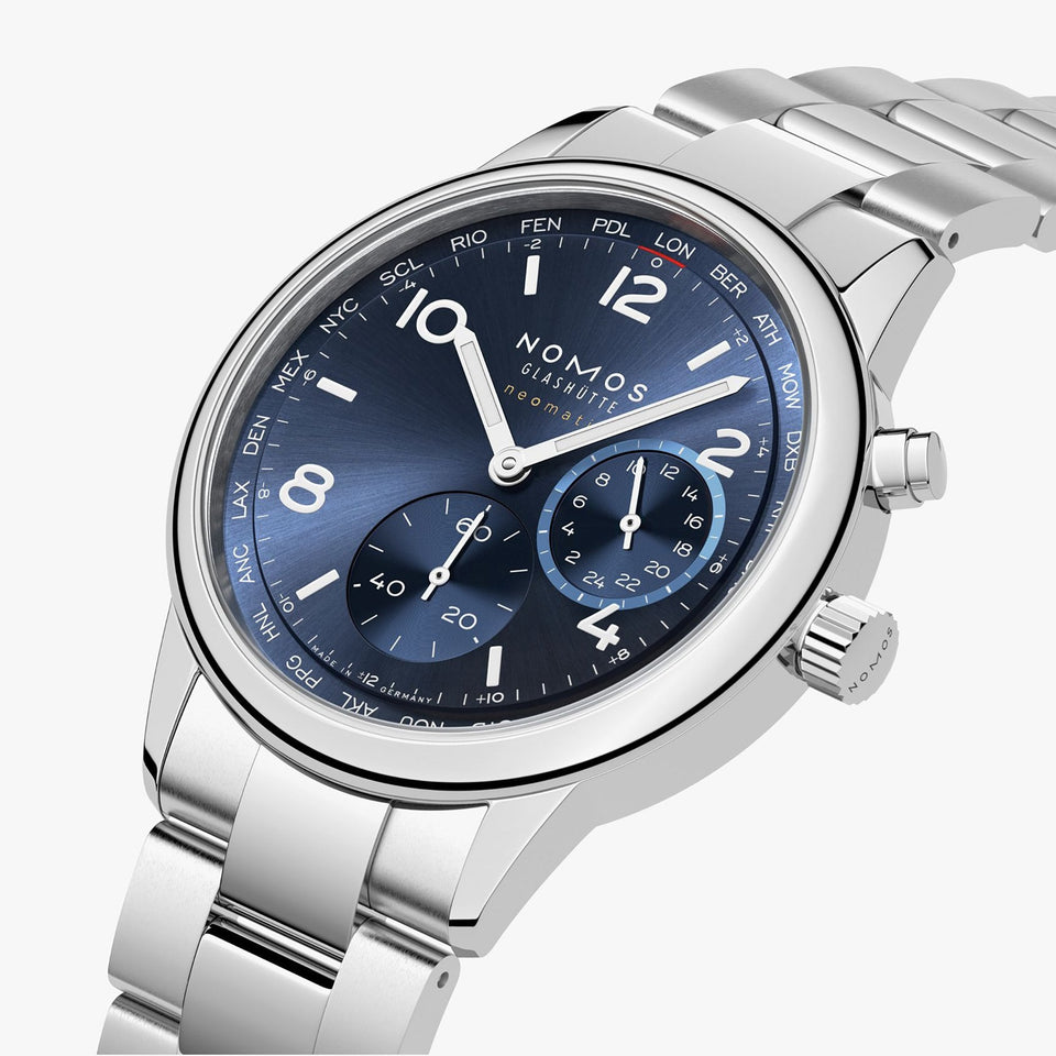 NOMOS Glashütte Club Sport Neomatik Worldtimer 40mm Watch | Exhibition Caseback