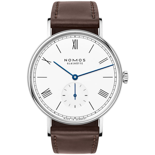 NOMOS Glashütte Ludwig 38 Enamel White Dial Hand Wound Watch | Exhibition Caseback