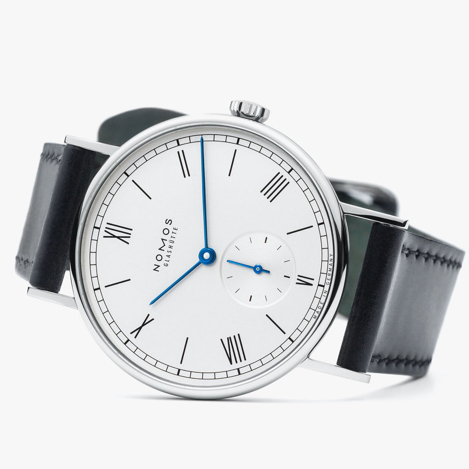 NOMOS Glashütte Ludwig Hand Wound 35mm White Dial Watch | Exhibition Caseback