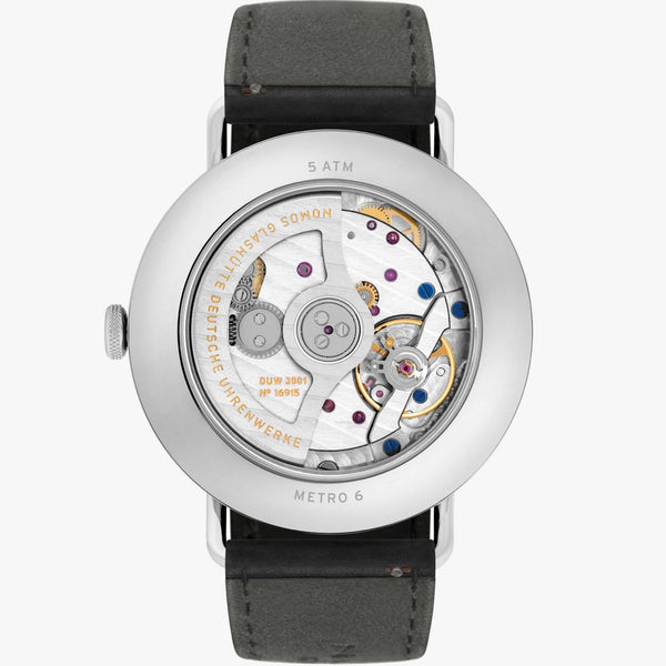 NOMOS Glashütte Metro Neomatik 39mm White Dial Automatic Watch | Exhibition Caseback