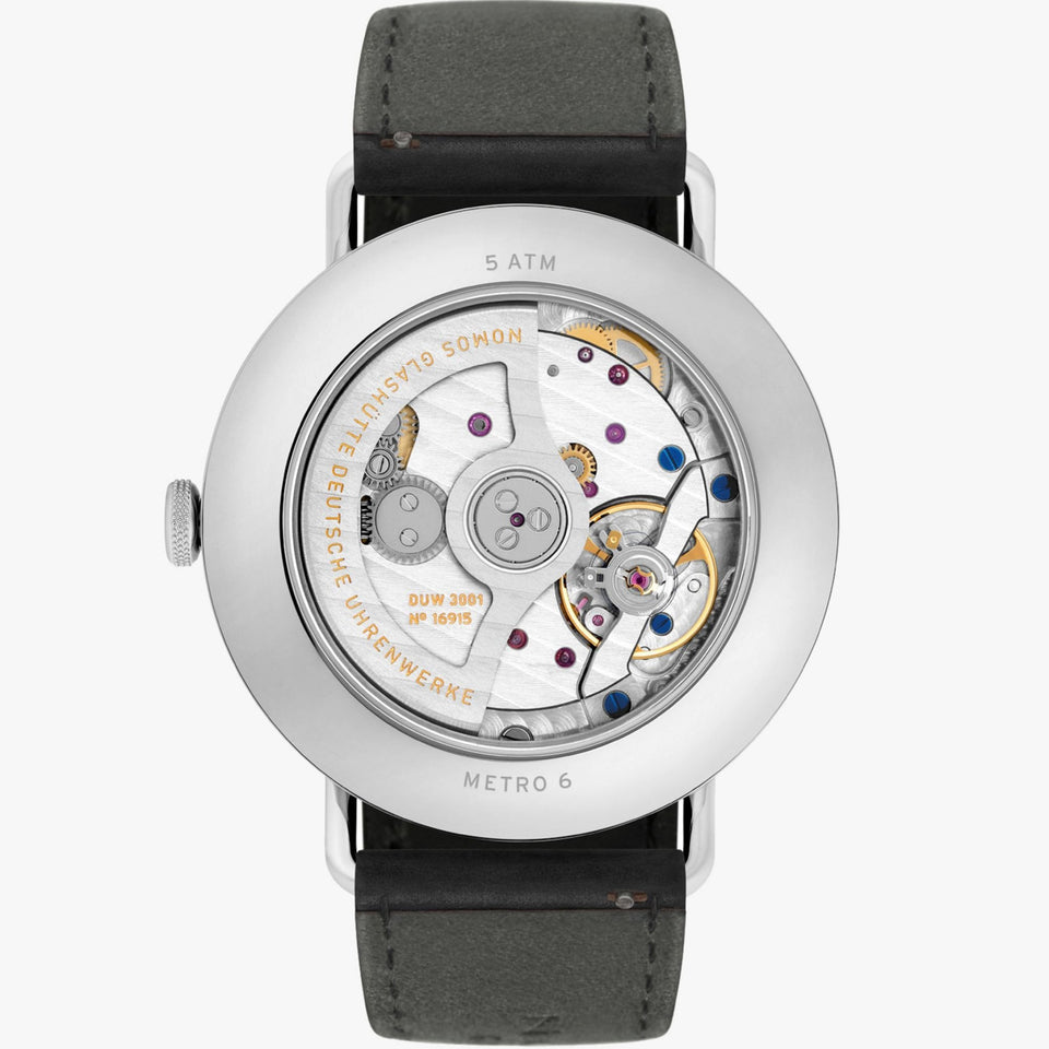 NOMOS Glashütte Metro Neomatik 39mm White Dial Automatic Watch | Exhibition Caseback