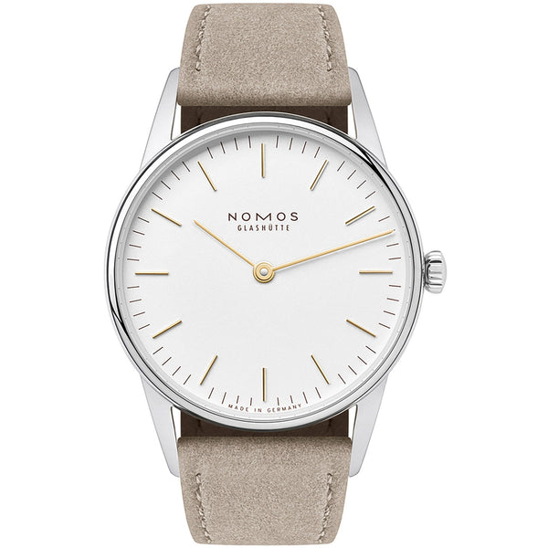 NOMOS Glashütte Orion 33 DUO White Dial Hand Wound Watch | Exhibition Caseback