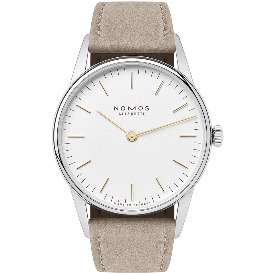 NOMOS Glashütte Orion 33 DUO White Dial Hand Wound Watch | Exhibition Caseback