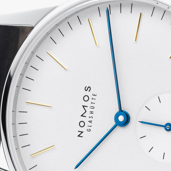 NOMOS Glashütte Orion 35mm Hand Wound White Dial Watch | Exhibition Caseback