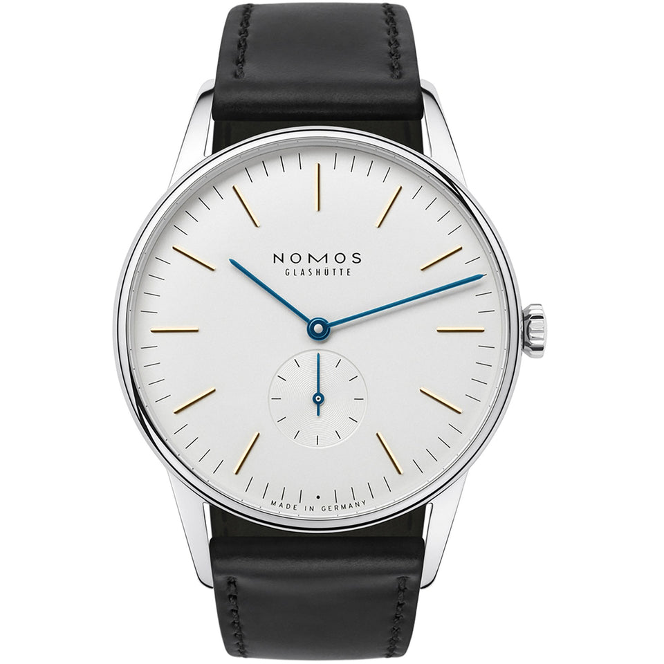 NOMOS Glashütte Orion 38 Hand Wound White Dial Watch | Exhibition Caseback