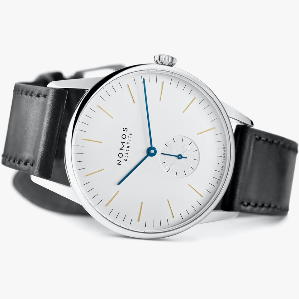 NOMOS Glashütte Orion 38 Hand Wound White Dial Watch | Exhibition Caseback