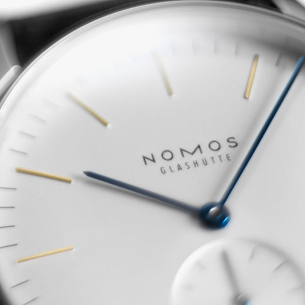 NOMOS Glashütte Orion 38 Hand Wound White Dial Watch | Exhibition Caseback