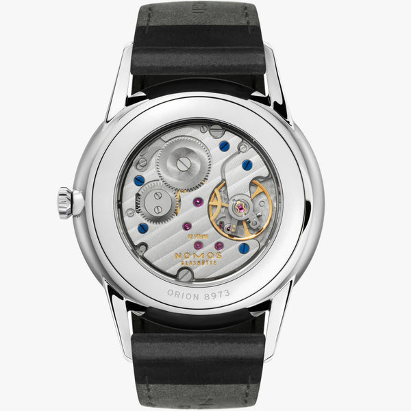 NOMOS Glashütte Orion 38 Hand Wound White Dial Watch | Exhibition Caseback