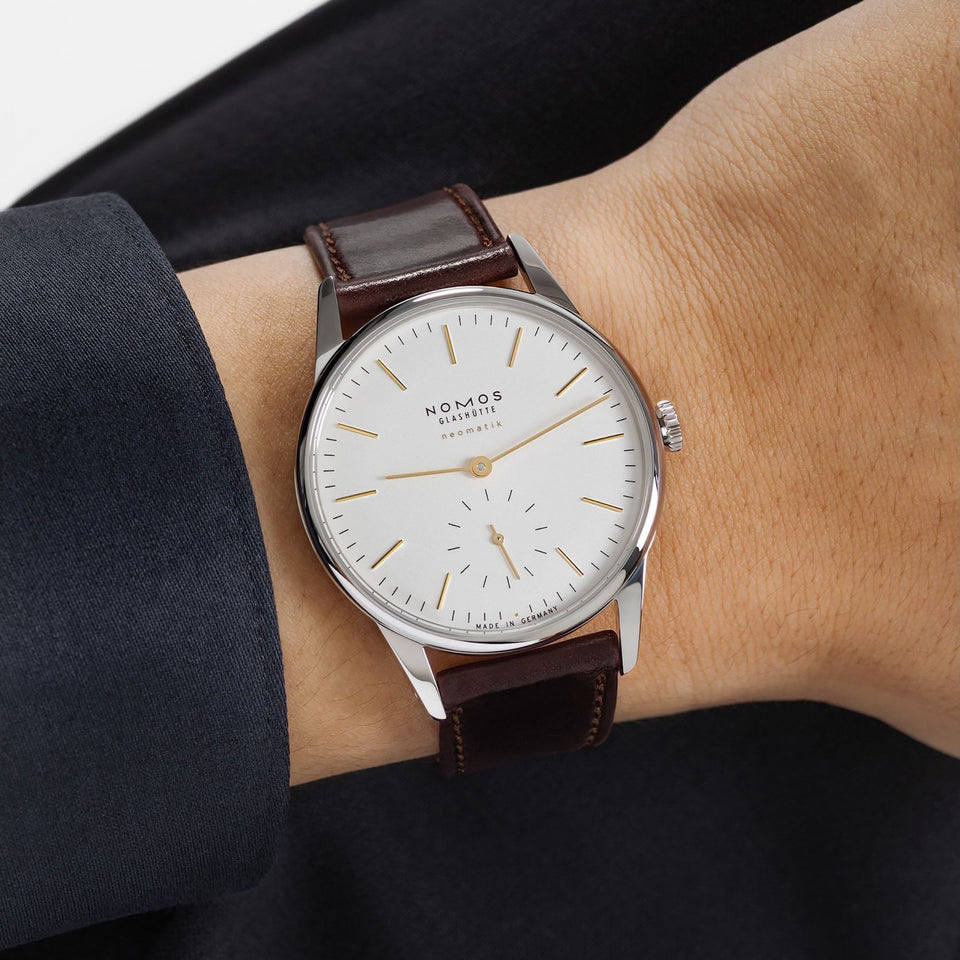 NOMOS Glashütte Orion Neomatik Doré 36mm White Dial Automatic (Glass Back)