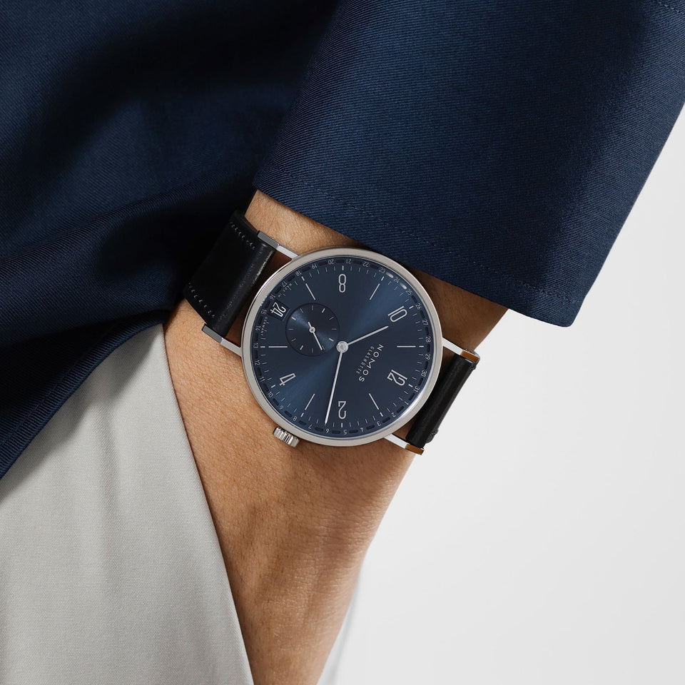 NOMOS Glashütte Tangente 2Date 38mm Blue Dial Hand Wound Watch