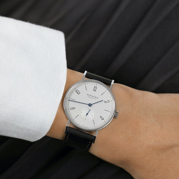 NOMOS Glashütte Tangente Hand Wound White Dial 35mm Unisex Watch | Exhibition Caseback