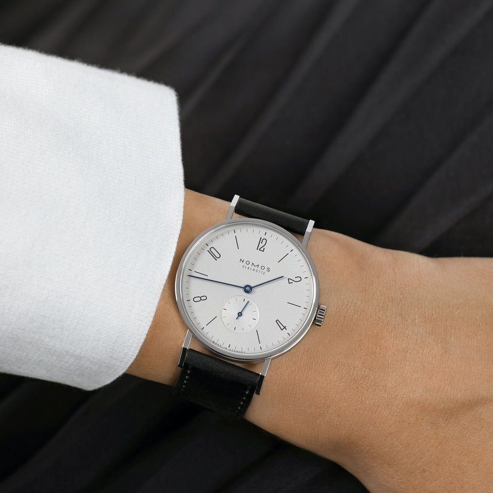 NOMOS Glashütte Tangente Hand Wound White Dial 35mm Unisex Watch | Exhibition Caseback