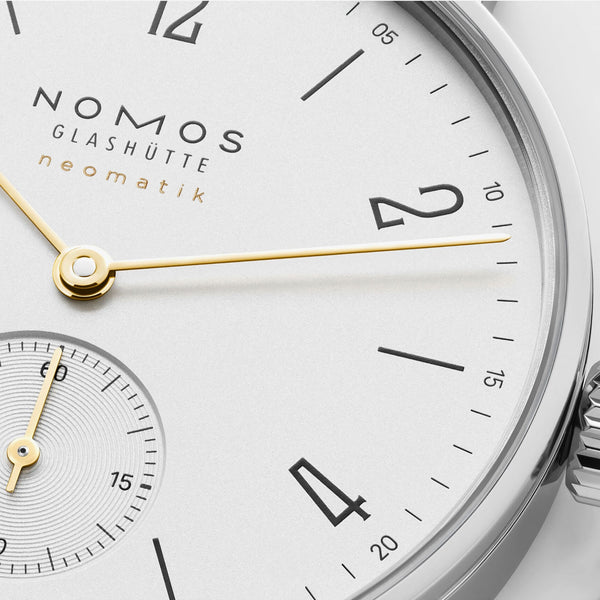 NOMOS Glashütte Tangente Neomatik Doré 35mm White Dial Automatic Watch | Exhibition Caseback