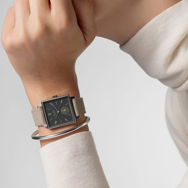 NOMOS Glashütte Tetra Origins Basalt Square Dial Hand Wound Watch | Exhibition Caseback