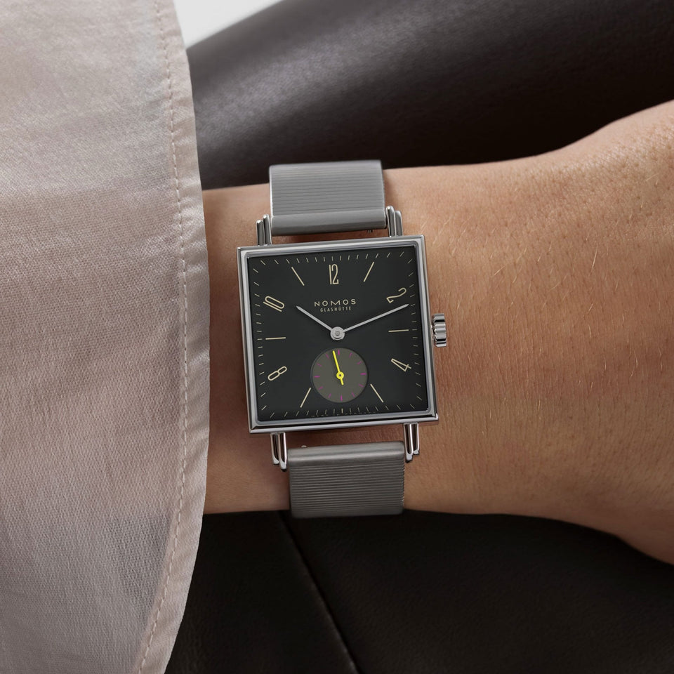 NOMOS Glashütte Tetra Origins Basalt Square Dial Hand Wound Watch | Exhibition Caseback