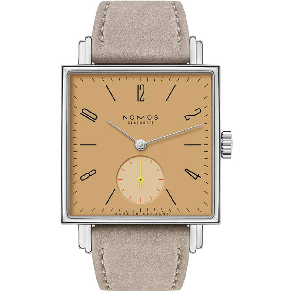 NOMOS Glashütte Tetra Origins Ochra Square Dial Hand Wound Watch | Exhibition Caseback