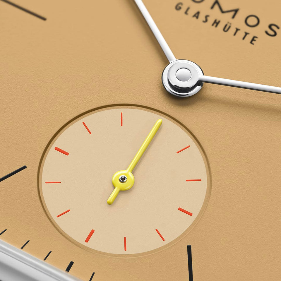 NOMOS Glashütte Tetra Origins Ochra Square Dial Hand Wound Watch | Exhibition Caseback
