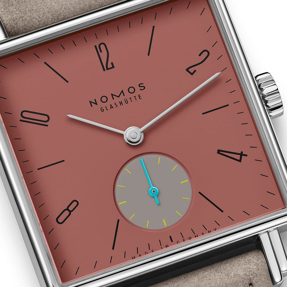 NOMOS Glashütte Tetra Origins Terra Square Dial Hand Wound Watch | Exhibition Caseback